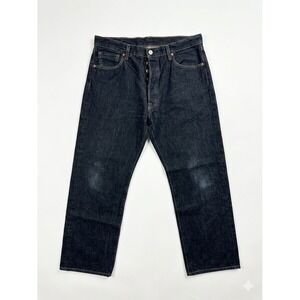 Levis Jeans Men Black Size 38x30(Fits36x27)501 Dark Wash Straight Leg Button Fly